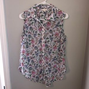 Floral sheer sleeveless blouse